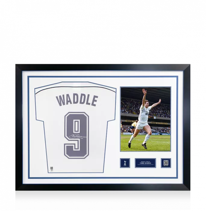 Icons Chris Waddle Official Tottenham Hotspur Signed And Framed 1986 Home Shirt