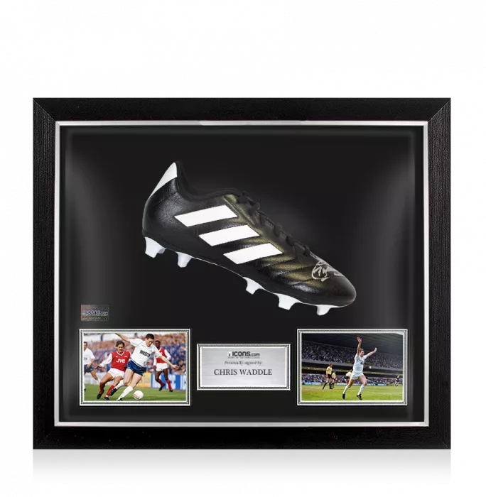 Icons Chris Waddle Signed Black Adidas Boot In Bubble Frame: England