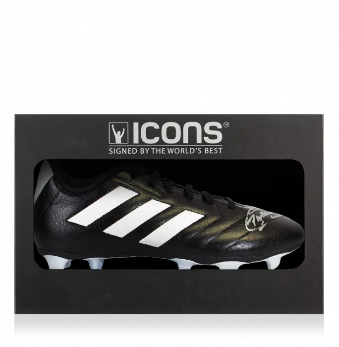 icons Chris Waddle Signed Black Adidas Boot In Deluxe Packaging