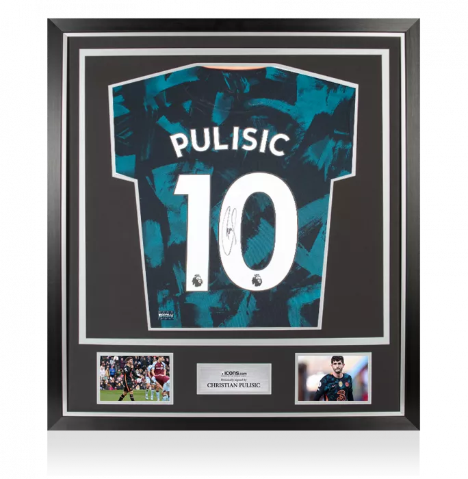 icons Christian Pulisic Back Signed Chelsea 2021-22 Third Shirt In Classic Frame
