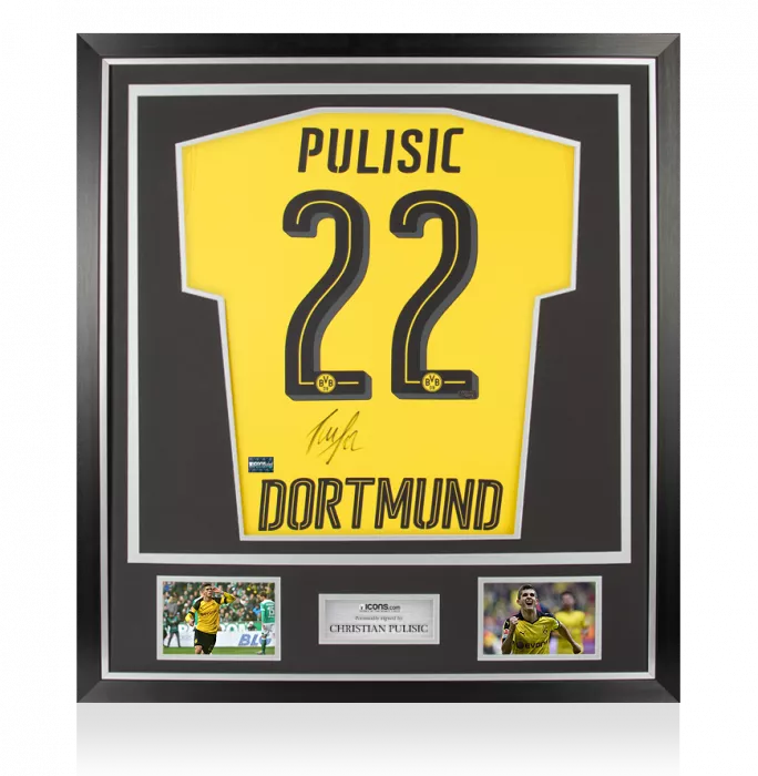 Icons Christian Pulisic Signed Borussia Dortmund 2018-19 Home Shirt In Classic Frame
