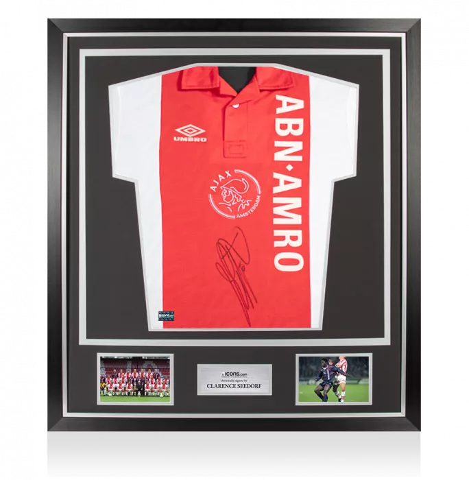 icons Clarence Seedorf Back Signed AFC Ajax 1993-94 Home Shirt In Classic Frame