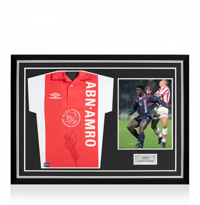 icons Clarence Seedorf Back Signed AFC Ajax 1993-94 Home Shirt In Hero Frame: Option 1