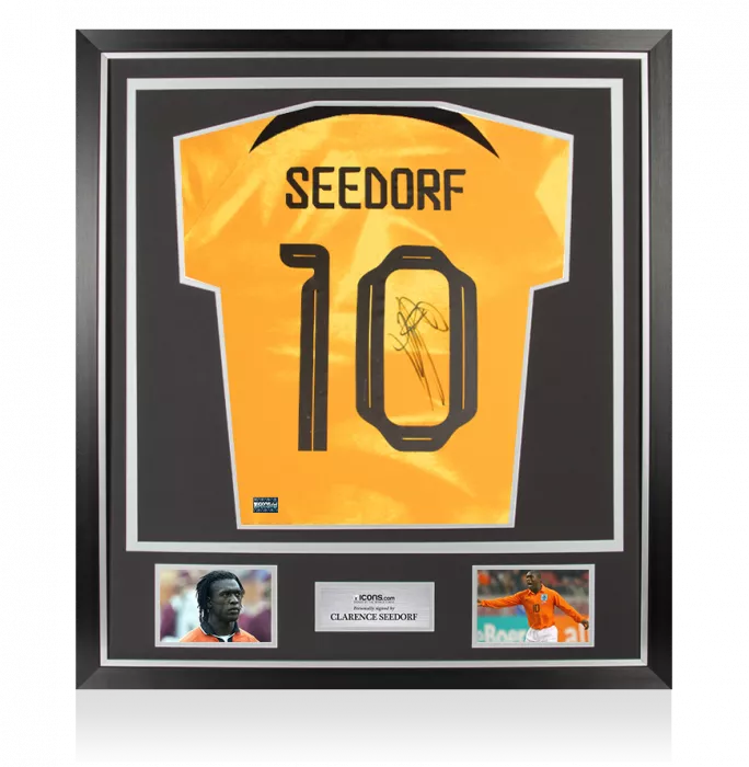 icons Clarence Seedorf Back Signed Modern Netherlands Home Shirt In Classic Frame