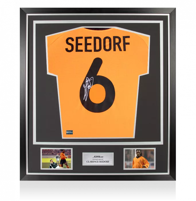 icons Clarence Seedorf Back Signed Netherlands 2000 Home Shirt In Classic Frame