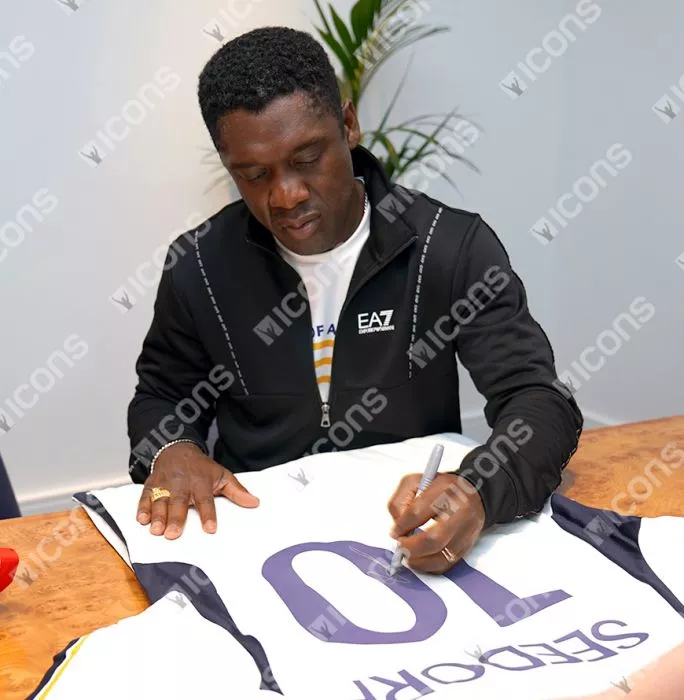 Icons Clarence Seedorf Back Signed Real Madrid 2023-24 Home Shirt With Fan Style Numbers
