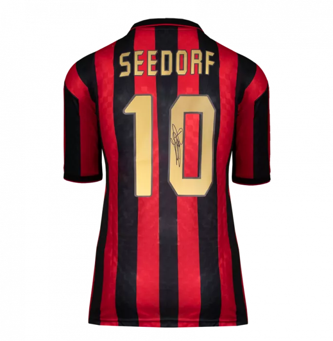 Icons Clarence Seedorf Official AC Milan Back Signed And Framed 1996 Home Shirt