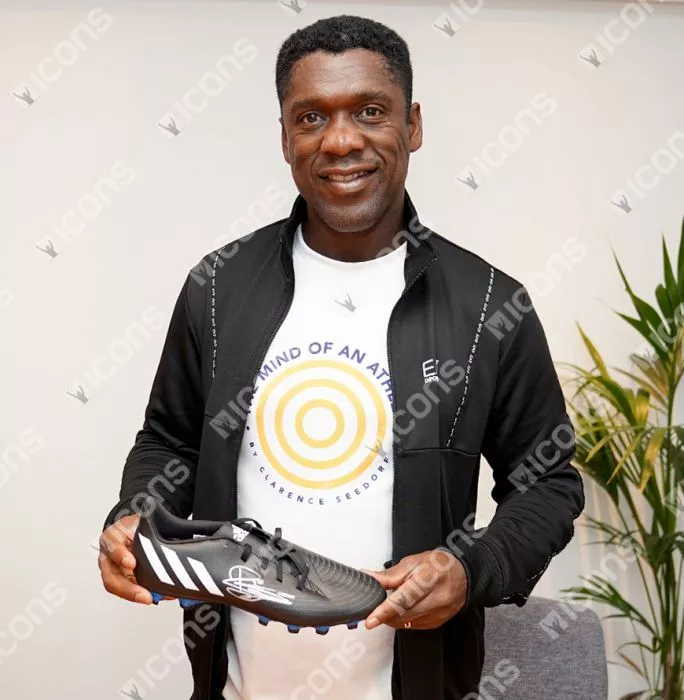 Icons Clarence Seedorf Signed Black And Blue Adidas Predator Boot In Acrylic Case