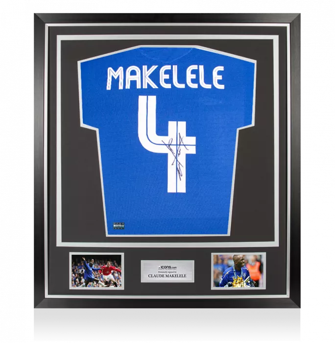 icons Claude Makelele Back Signed Chelsea FC 2005-06 Home Shirt: Centenary Edition In Classic Frame