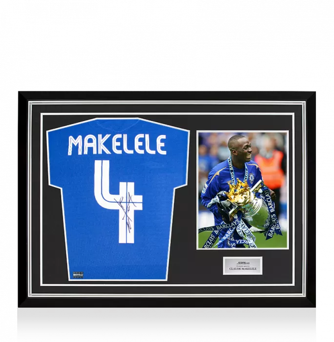 icons Claude Makelele Back Signed Chelsea FC 2005-06 Home Shirt: Centenary Edition In Hero Frame: Option 1