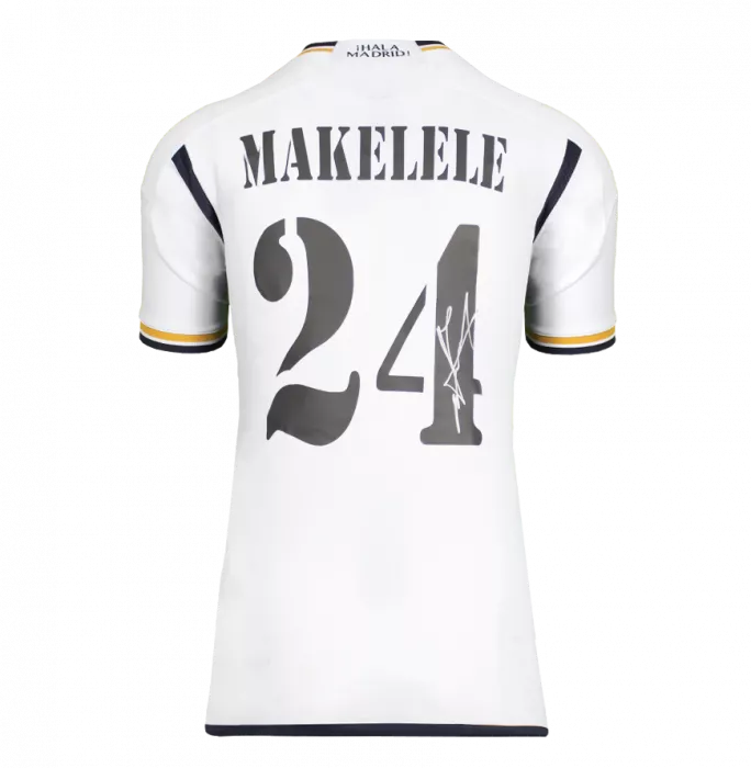 Icons Claude Makelele Back Signed Modern Real Madrid CF Home Shirt With Fan Style Numbers In Hero Frame: Option 1
