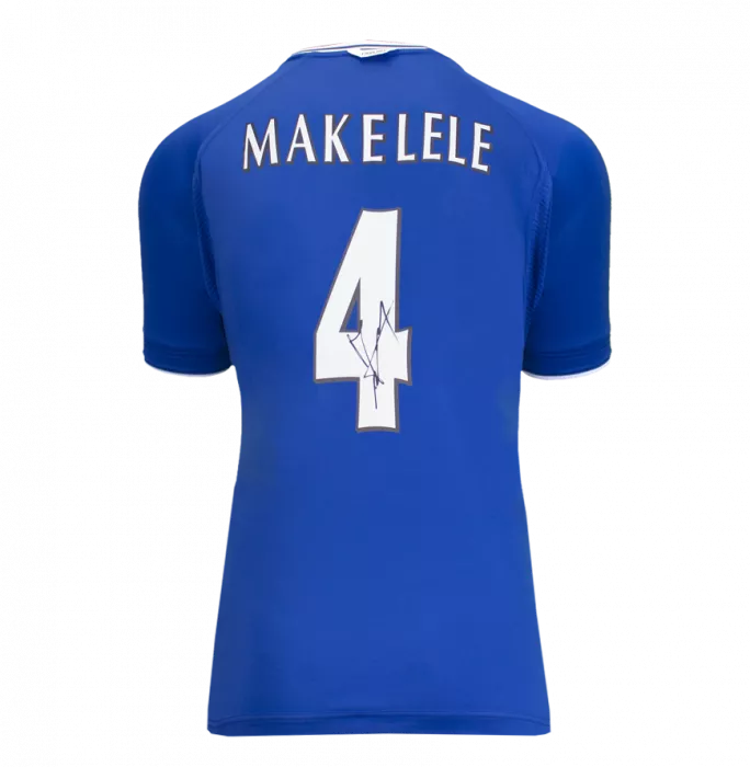 Icons Claude Makelele Signed Retro Chelsea FC Shirt With Fan Style Numbers In Deluxe Packaging