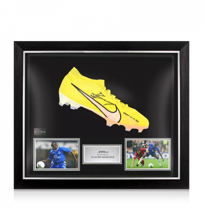 icons Claude Makelele Signed Yellow Nike Mercurial Boot In Bubble Frame: Option 1