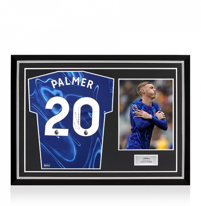 icons Cole Palmer Back Signed Chelsea 2024-25 Home Shirt In Hero Frame: Option 1