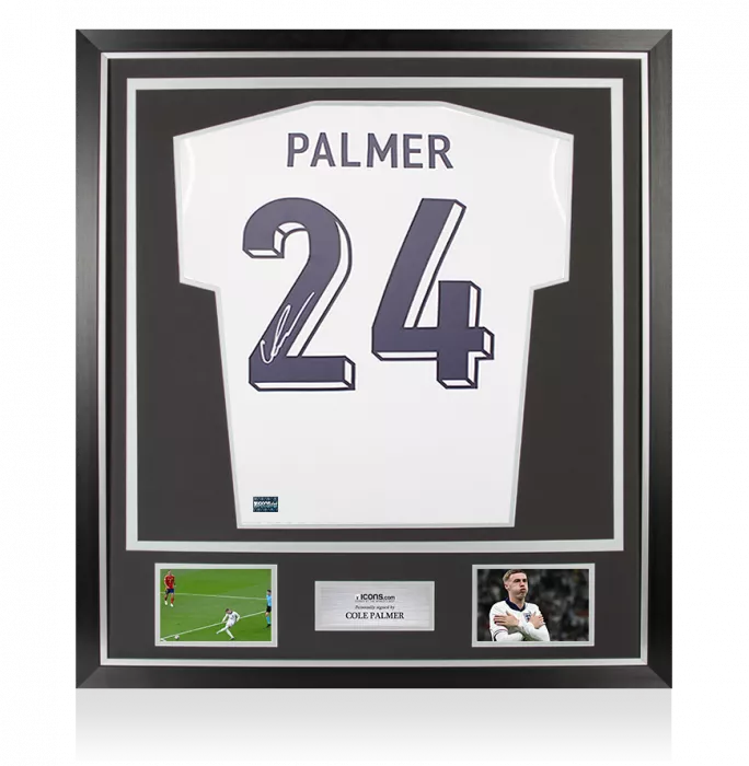 icons Cole Palmer Back Signed England 2024-25 Home Shirt In Classic Frame