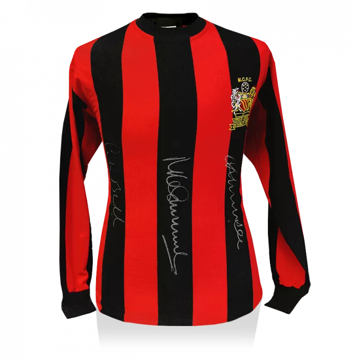 Icons Colin Bell Mike Summerbee & Francis Lee Front Signed Manchester City Shirt: 1969 FA Cup Winners Edition