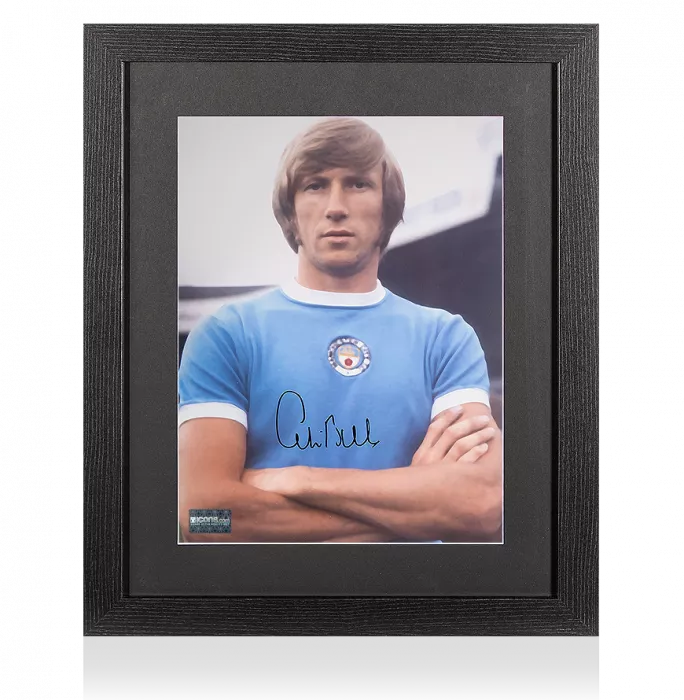 Icons Colin Bell Signed Manchester City Photo In Black Wooden Frame: City Icon