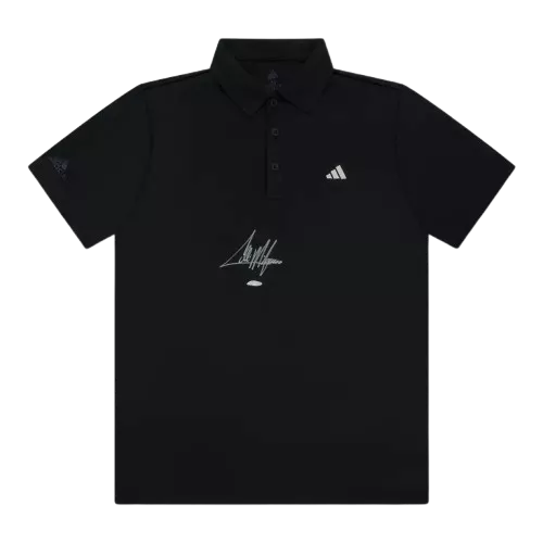 Icons Collin Morikawa Signed Black Adidas Golf Polo Shirt