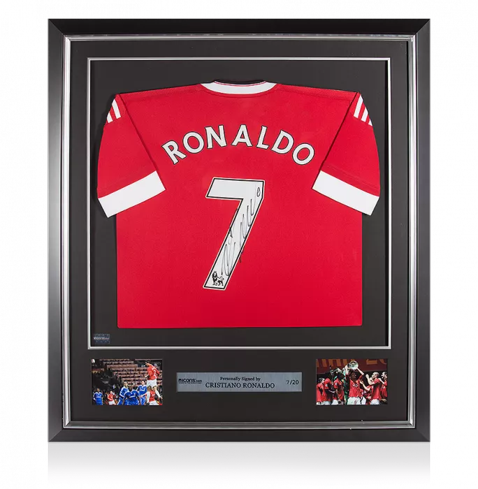 icons Cristiano Ronaldo Back Signed and Framed Manchester United Home Shirt