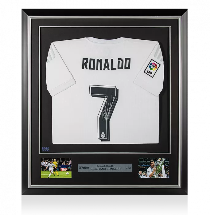 Icons Cristiano Ronaldo Back Signed And Framed Real Madrid 2015-16 Home Shirt