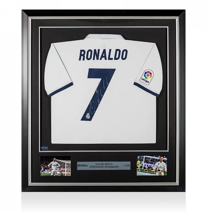 Icons Cristiano Ronaldo Back Signed And Framed Real Madrid 2016-17 Home Shirt