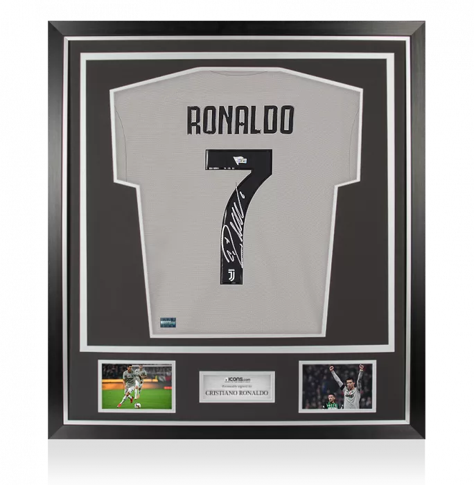 Icons Cristiano Ronaldo Back Signed Juventus 2018-19 Away Shirt In Classic Frame
