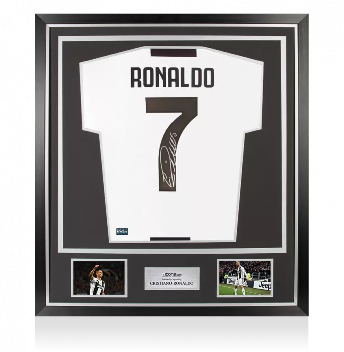 icons Cristiano Ronaldo Back Signed Juventus 2018-19 Home Shirt In Classic Frame