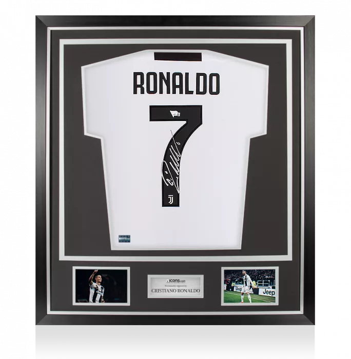 Icons Cristiano Ronaldo Back Signed Juventus 2018-19 Home Shirt In Classic Frame