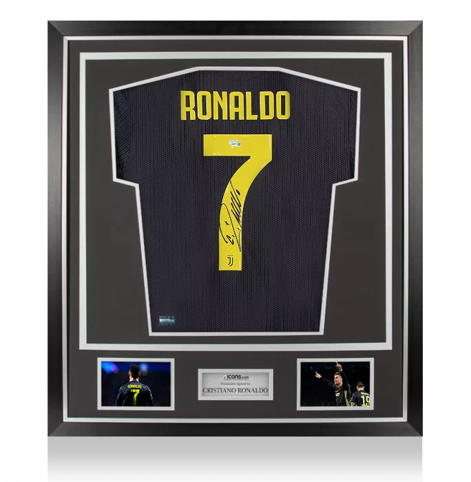 icons Cristiano Ronaldo Back Signed Juventus 2018-19 Third Shirt In Classic Frame