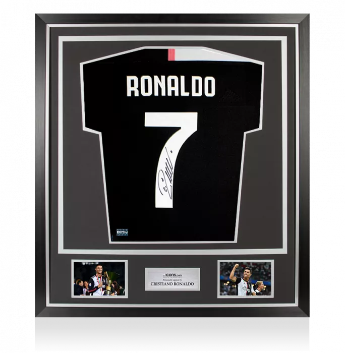 icons Cristiano Ronaldo Back Signed Juventus 2019-20 Home Shirt In Classic Frame