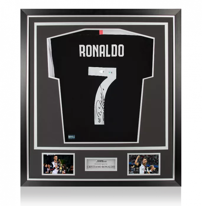 Icons Cristiano Ronaldo Back Signed Juventus 2019-20 Home Shirt In Classic Frame