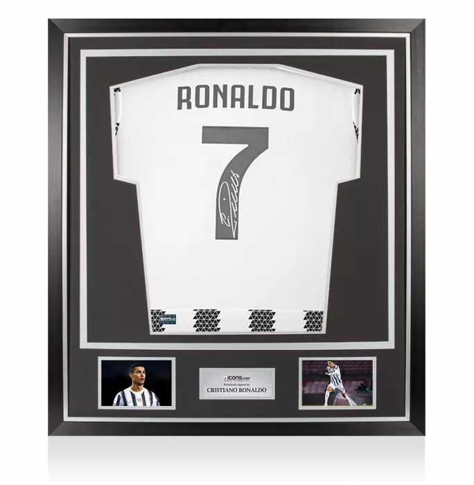 icons Cristiano Ronaldo Back Signed Juventus 2022-23 Home Shirt In Classic Frame