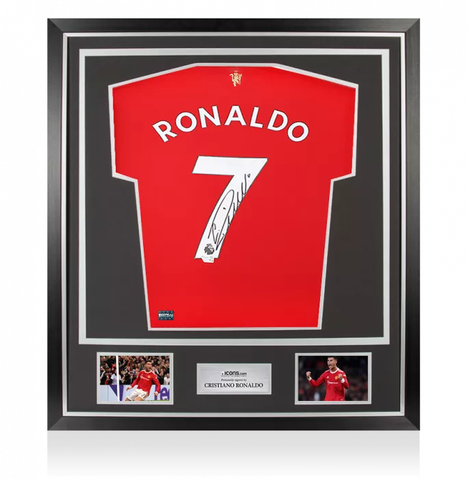 icons Cristiano Ronaldo Back Signed Manchester United 2021-22 Home Shirt In Classic Frame