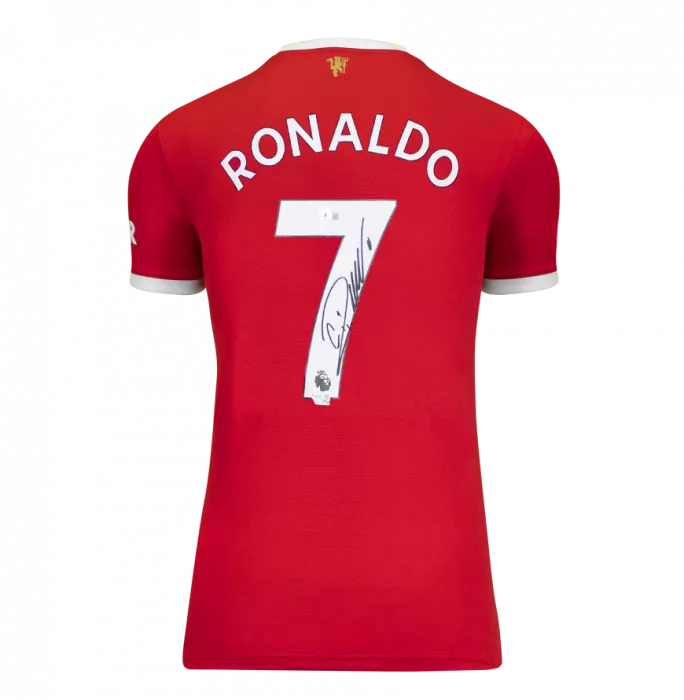 Icons Cristiano Ronaldo Back Signed Manchester United 2021-22 Home Shirt In Hero Frame: Option 1