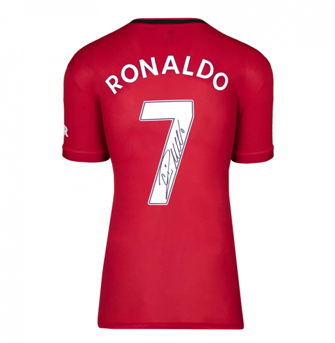 Icons Cristiano Ronaldo Back Signed Manchester United 2019-20 Home Shirt With Fan Style Numbers In Hero Frame: Option 1