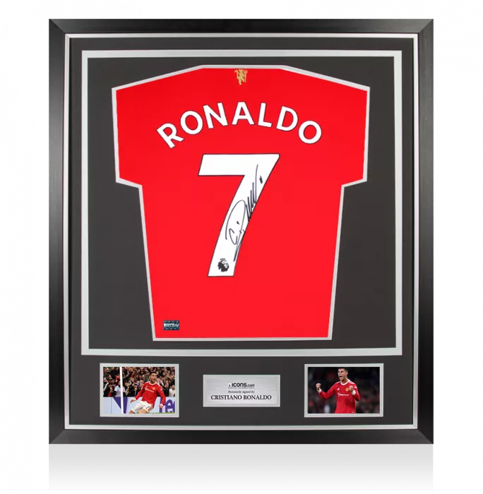 icons Cristiano Ronaldo Back Signed Manchester United 2021-22 Home Shirt In Classic Frame