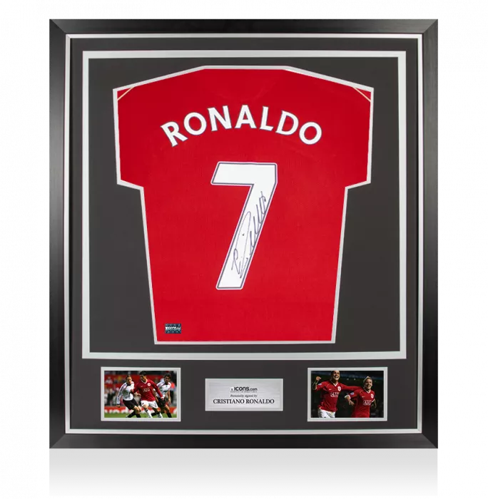 icons Cristiano Ronaldo Back Signed Manchester United 2006-07 Home Shirt In Classic Frame