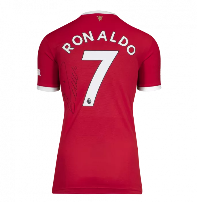 Icons Cristiano Ronaldo Back Signed Manchester United 2021-22 Home Shirt In Hero Frame: Option 1