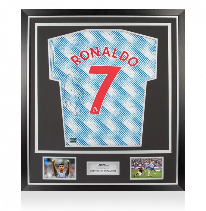 icons Cristiano Ronaldo Back Signed Manchester United 2021-22 Away Shirt In Classic Frame