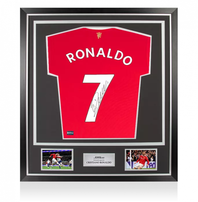 icons Cristiano Ronaldo Back Signed Manchester United 2021-22 Home Shirt In Classic Frame