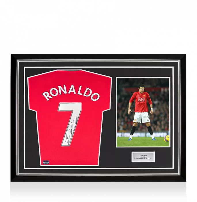 icons Cristiano Ronaldo Back Signed Manchester United 2019-20 Home Shirt In Hero Frame: Option 1