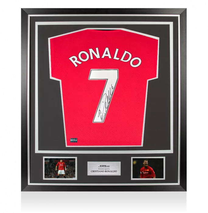 icons Cristiano Ronaldo Back Signed Manchester United 2019-20 Home Shirt In Classic Frame