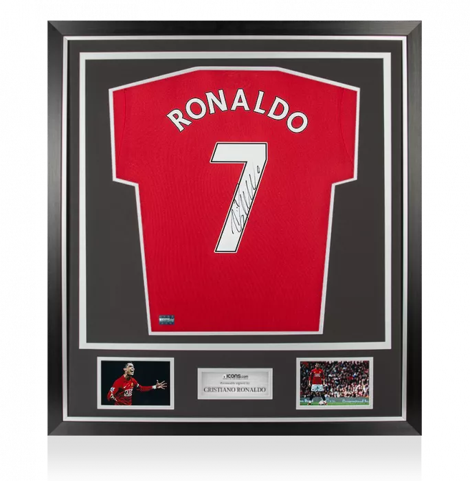Icons Cristiano Ronaldo Back Signed Manchester United Home Shirt In Classic Frame