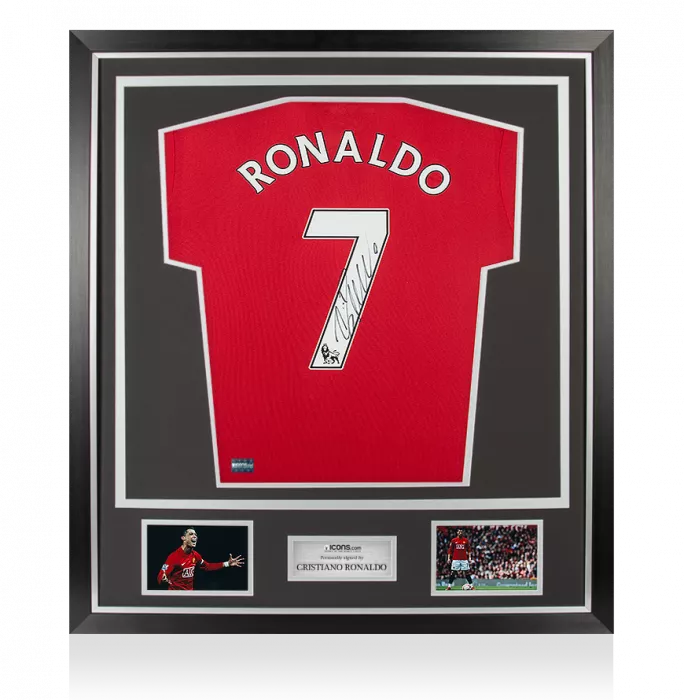 Icons Cristiano Ronaldo Back Signed Manchester United Home Shirt In Classic Frame