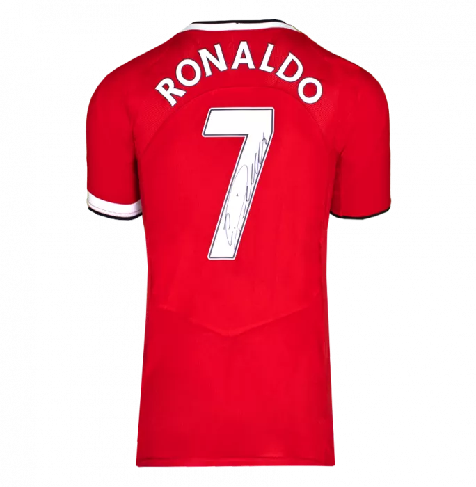 Icons Cristiano Ronaldo Back Signed Manchester United Retro Shirt In Hero Frame: Option 1