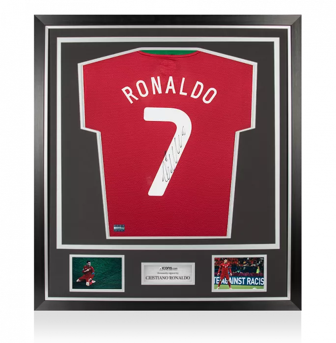 Icons Cristiano Ronaldo Back Signed Portugal 2012-13 Home Shirt In Classic Frame