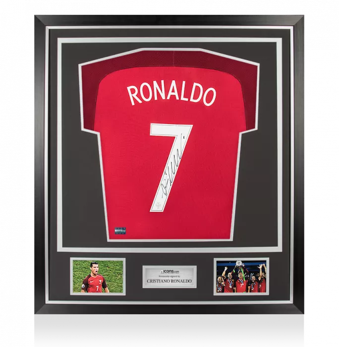 icons Cristiano Ronaldo Back Signed Portugal 2016 Home Shirt In Classic Frame