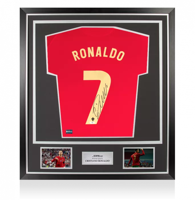 icons Cristiano Ronaldo Back Signed Portugal 2021 Home Shirt In Classic Frame