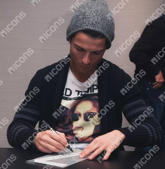 Icons Cristiano Ronaldo Back Signed Real Madrid 2014-15 Away Shirt With Fan Style Number In Classic Frame