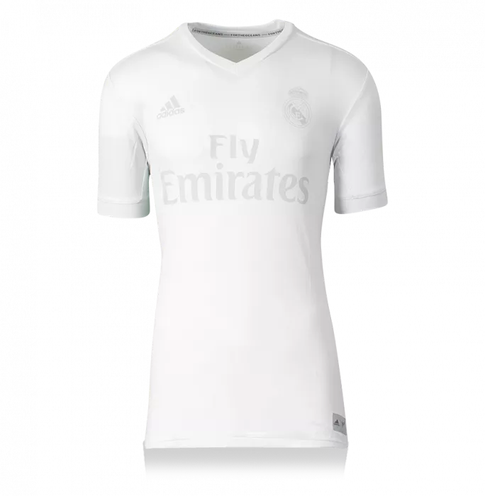 Icons Cristiano Ronaldo Back Signed Real Madrid 2016-17 Home Shirt All-White 'Parley' Special Edition In Hero Frame: Option 1